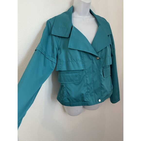 Carlisle Womens Turquoise Blue Moto Jacket Size 10 Full Zip Windbreaker EUC - Picture 2 of 10